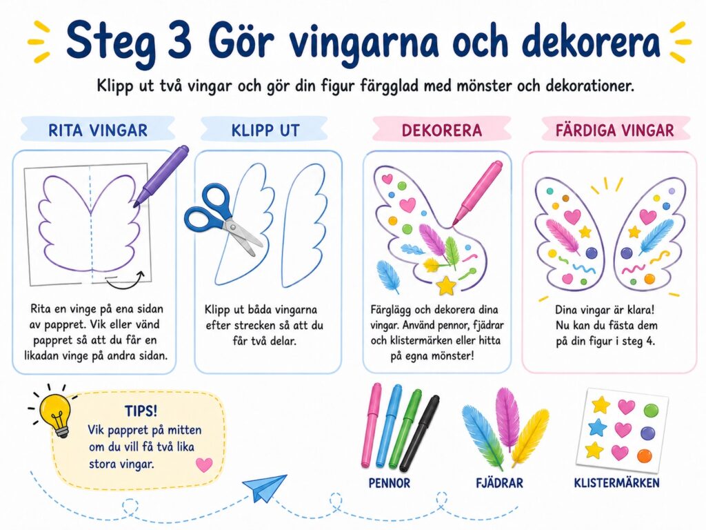 Steg 3 Tillverka vingarna och dekorera