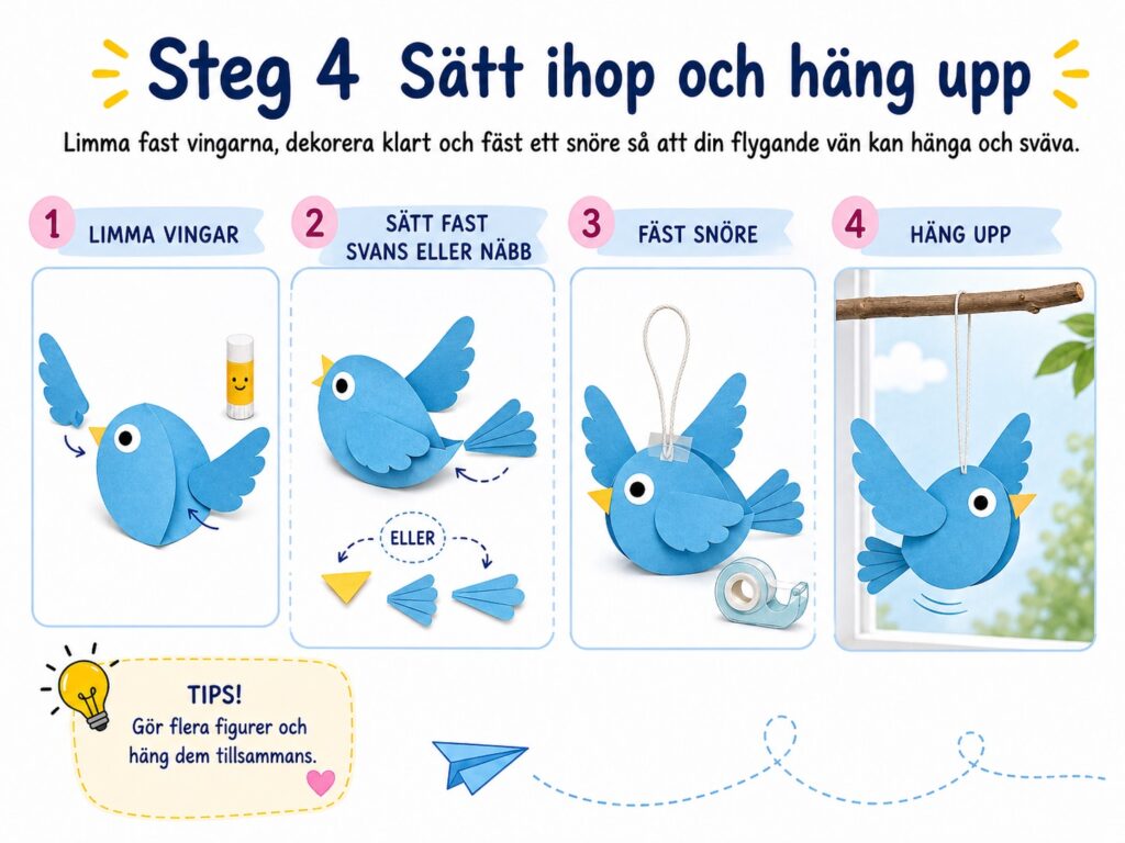 Steg 4 sätt ihop och häng upp