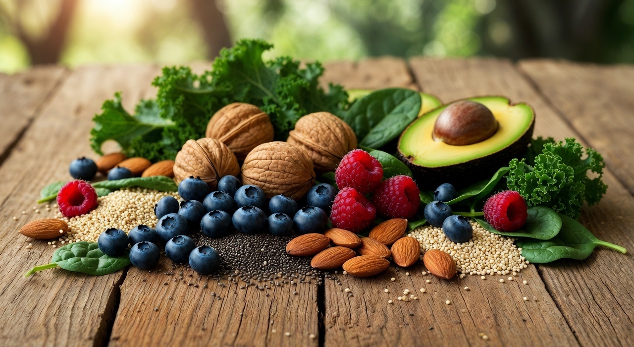 Superfoods, valnötter, avocado, blåbär, hallon